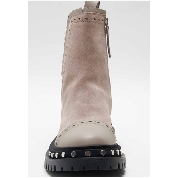 Free People TATE Suede Leather Studded Chelsea Moto Boots | 6.5 Oyster NEW - Picture 4 of 6
